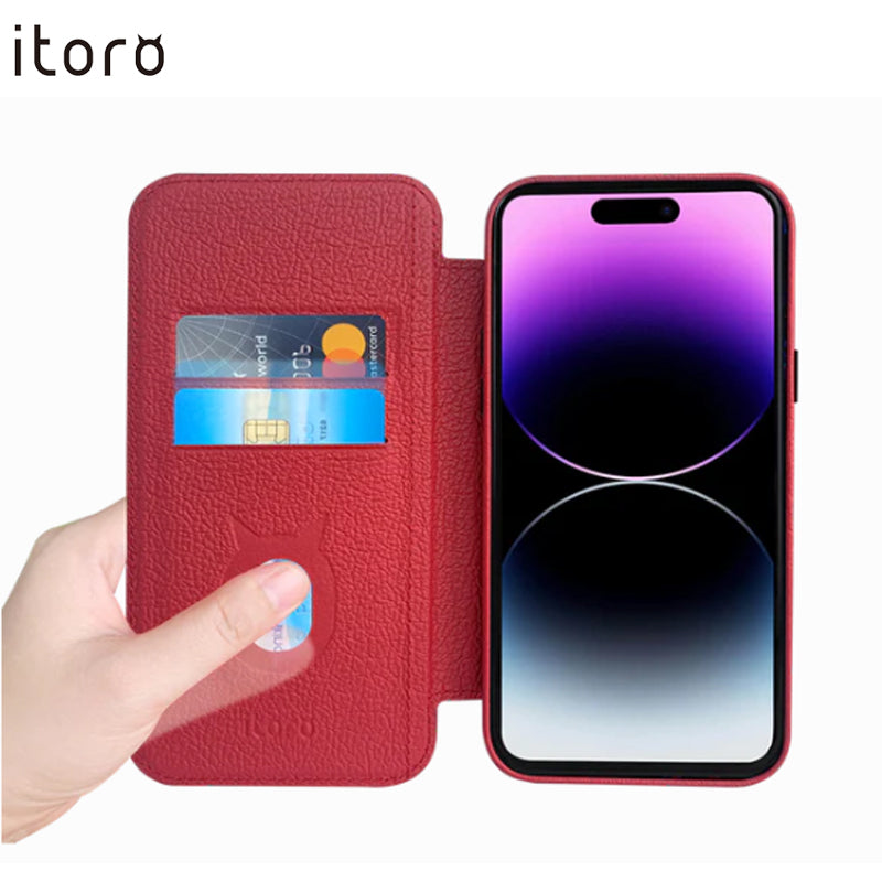 itoro Folio iPhone 14 Pro Max Leather Wallet Case