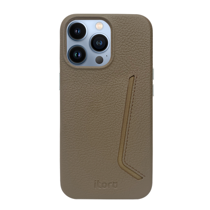 iPhone 13 Pro Leather Case with Card Slot - Brown