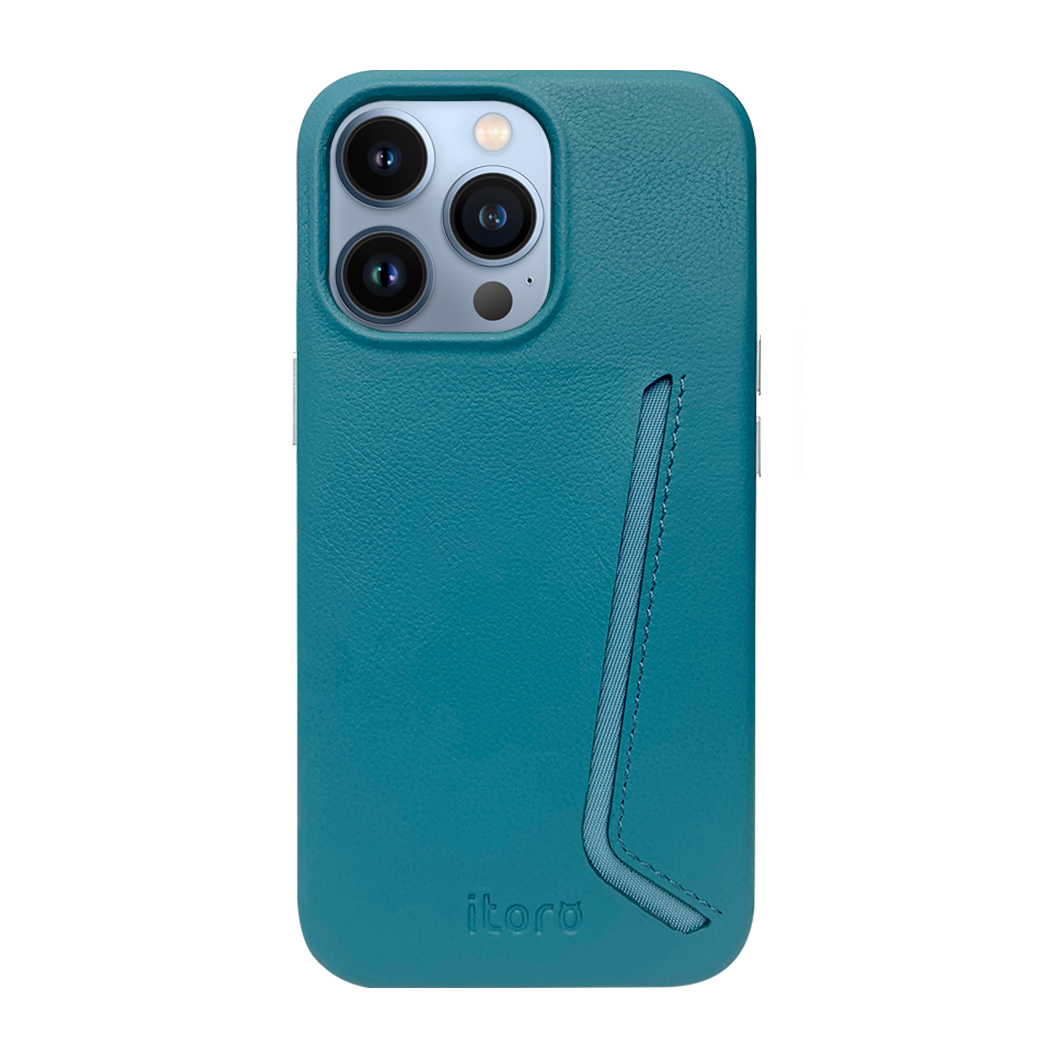 iPhone 13 Pro Max Leather Case with Card Slot - Blue