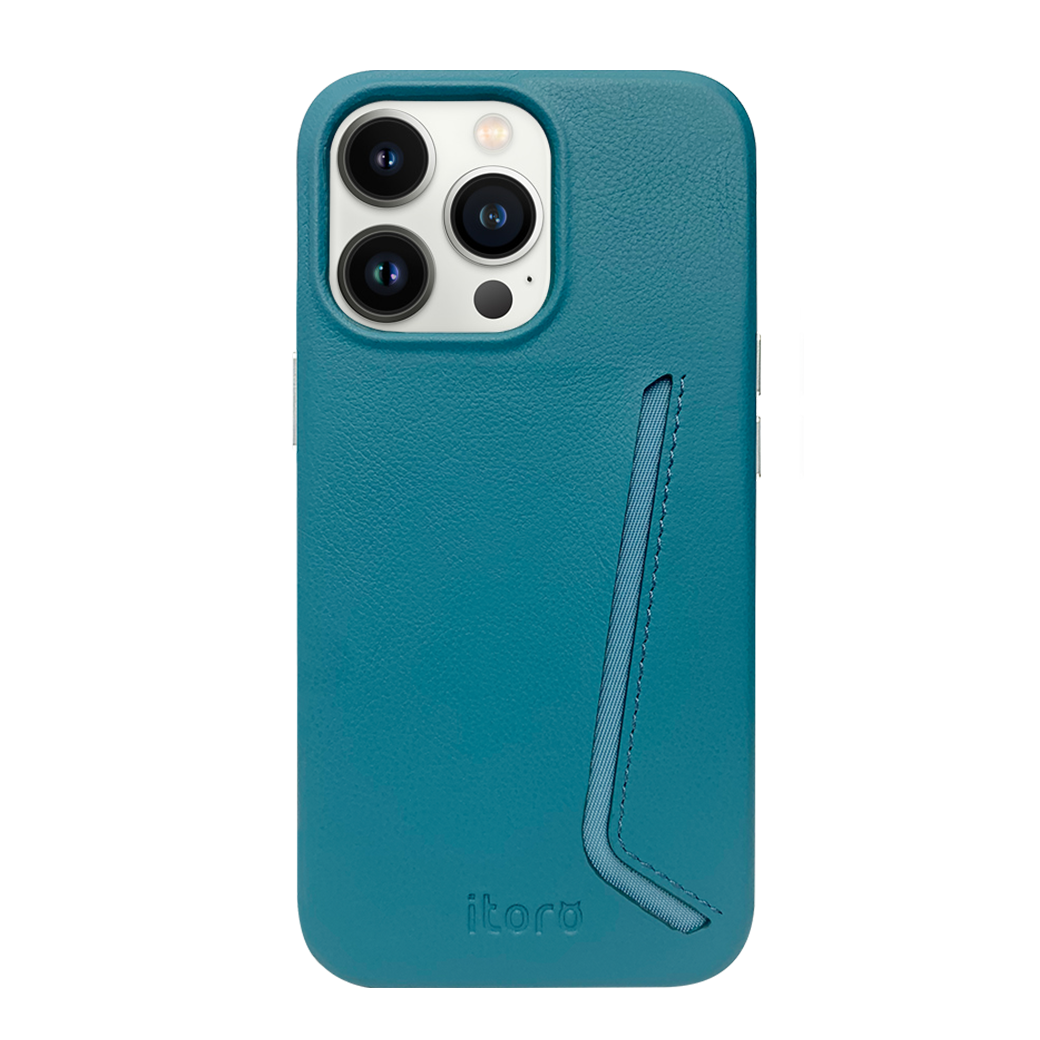 iPhone 13 Pro Max Leather Case with Card Slot - Blue