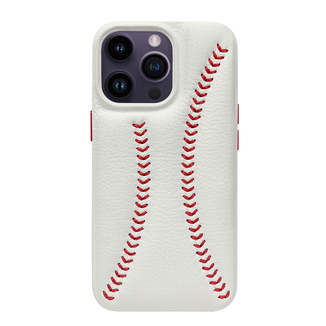 Baseball Designed iPhone 14 Pro Leather Case