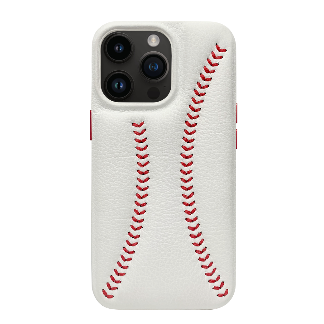 Baseball Designed iPhone 14 Pro Leather Case