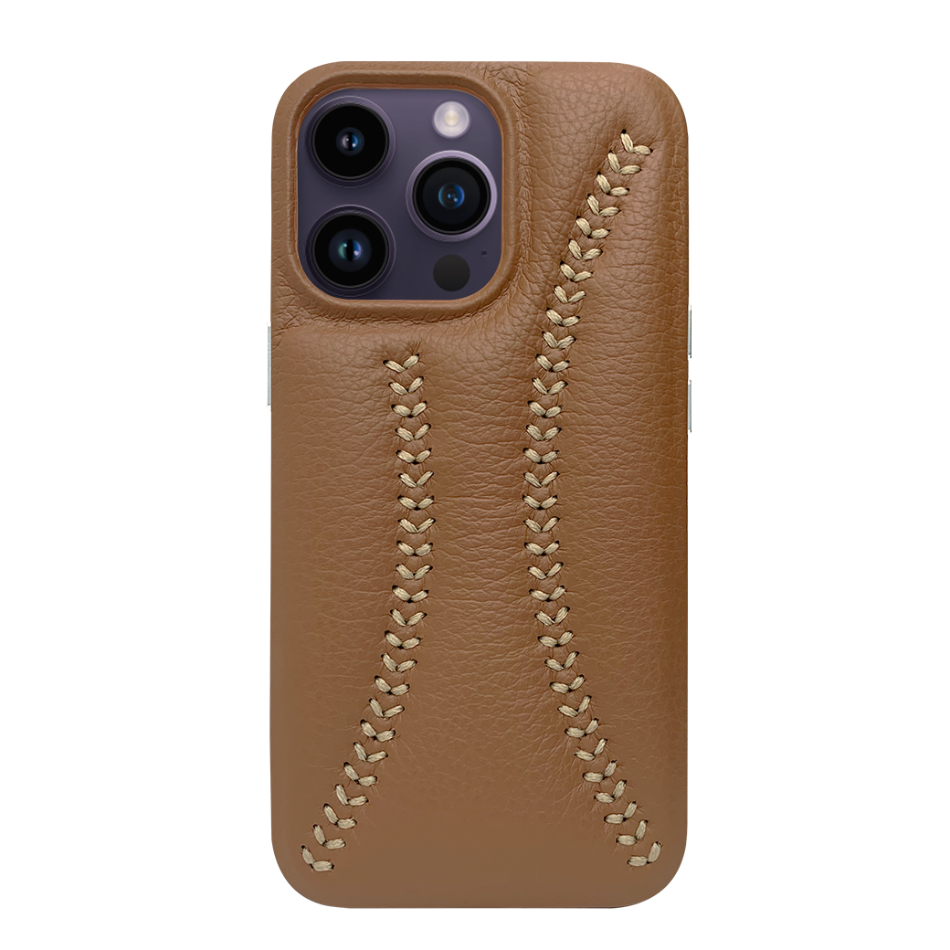 Baseball Designed iPhone 14 Pro Leather Case