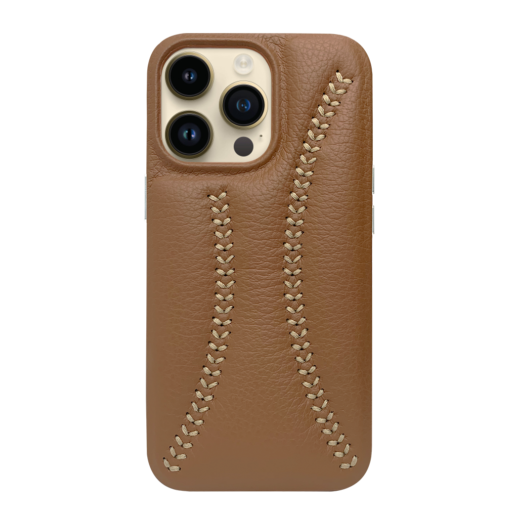 Baseball Designed iPhone 14 Pro Leather Case