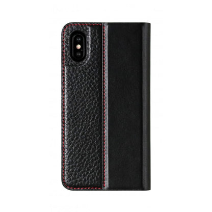 Folio n Go_iPhone X Italian Leather Case - Black(RED)