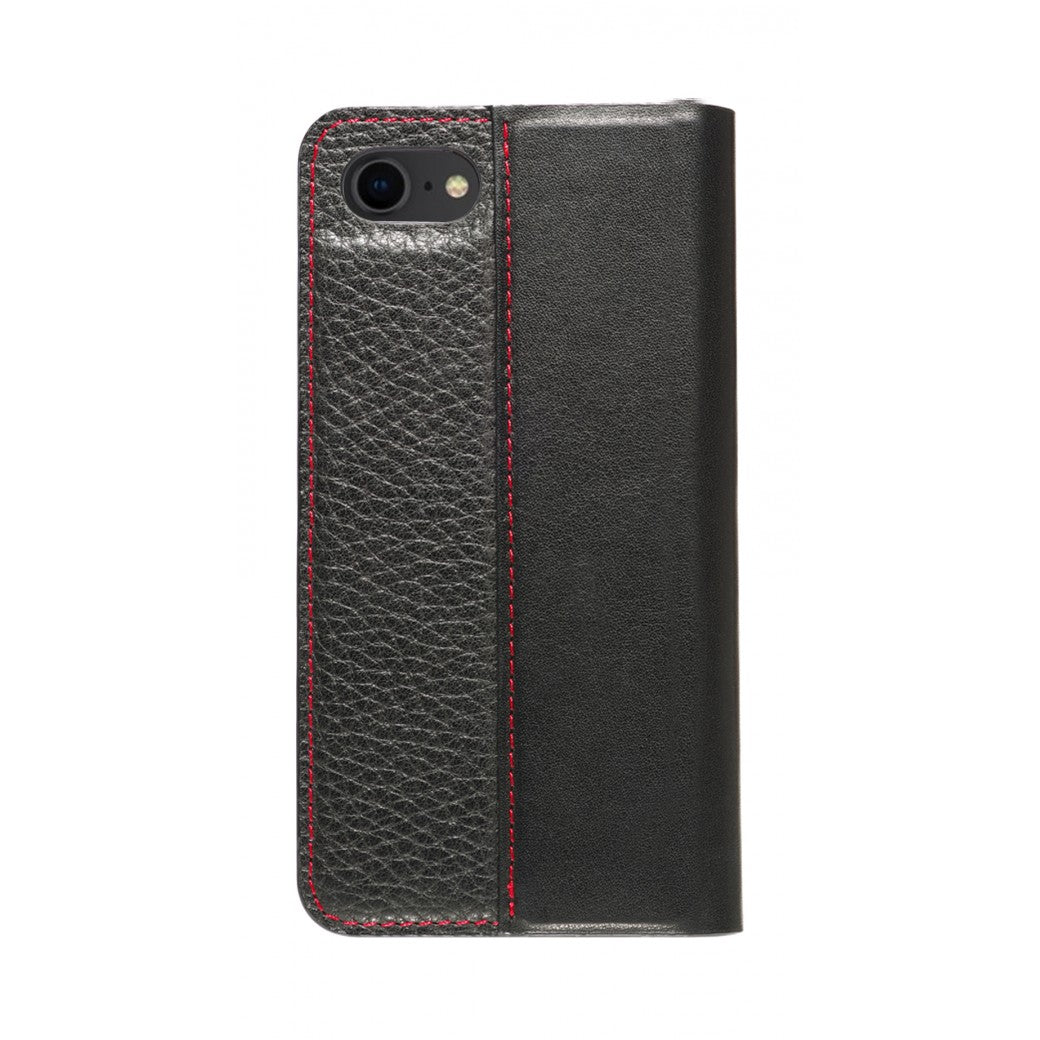 Folio n Go_iPhone 7 / 8 Italian Leather Case - Black(RED)