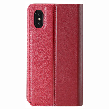Folio n Go_iPhone XS Italian Leather Case - Burgundy Red