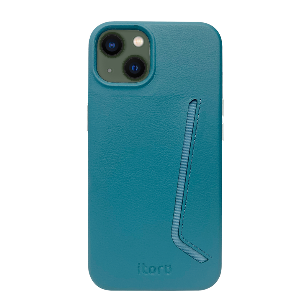 iPhone 13 Leather Case with Card Slot - Blue