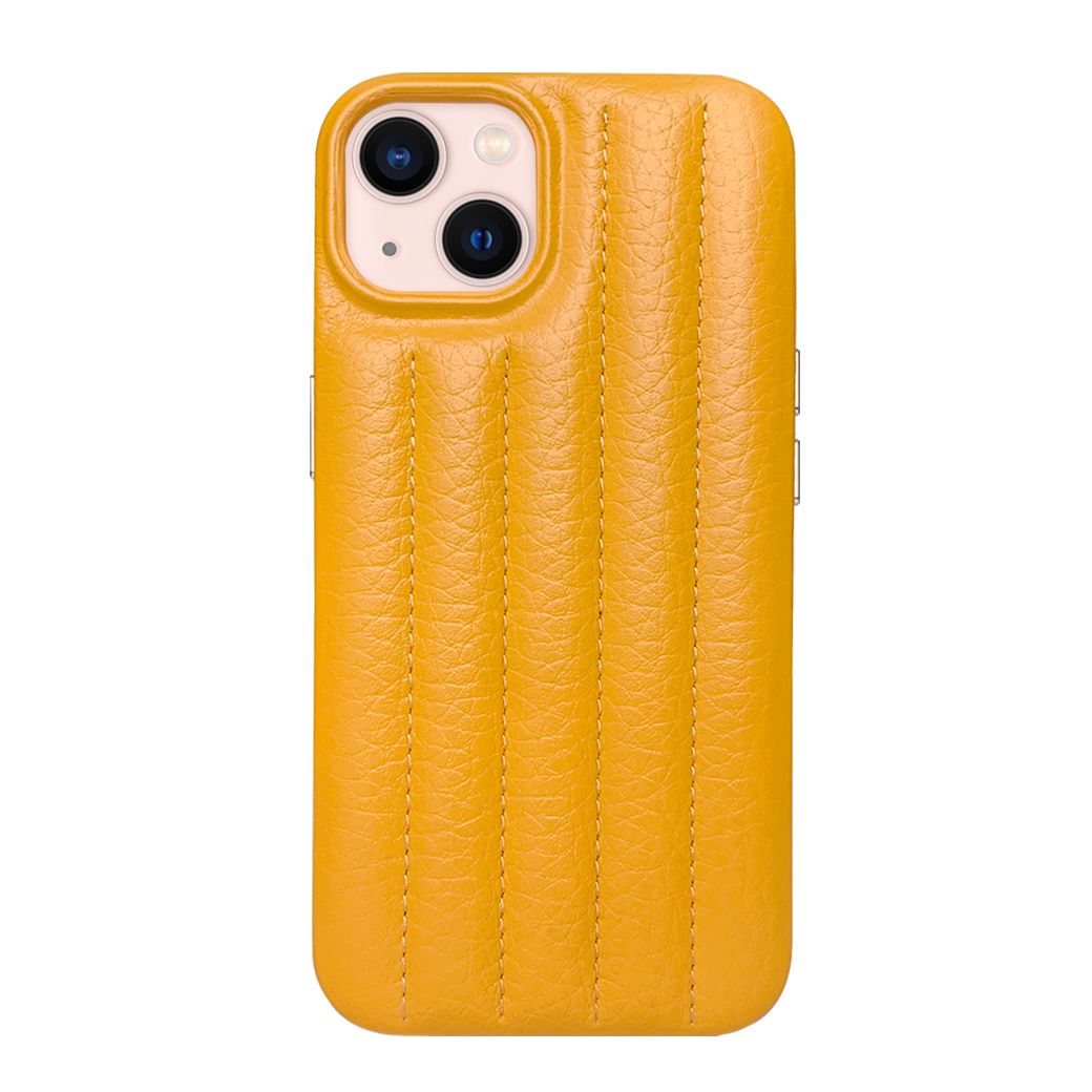 iPhone 13 Leather Case with Stitching Sponge - Yellow