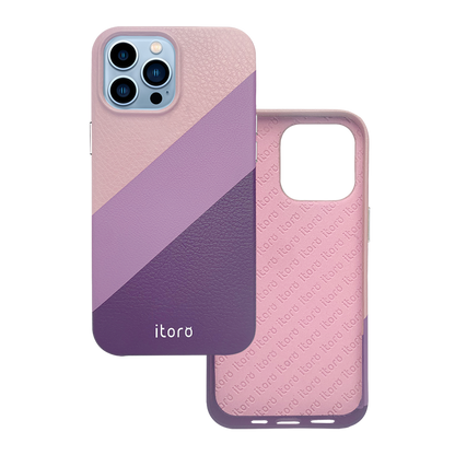 iPhone 13 Pro Gradient Splicing Italian Leather Case _ Purple