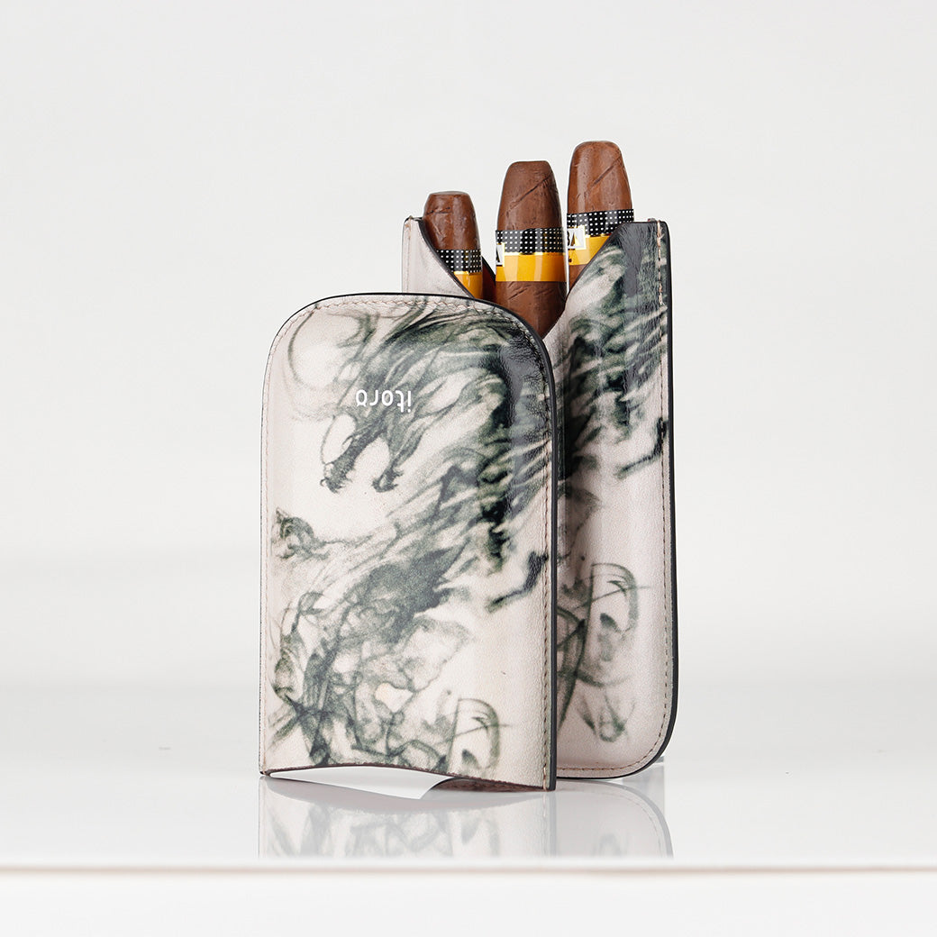 Classy Italian Premium Leather Dragon Design Cigar Case