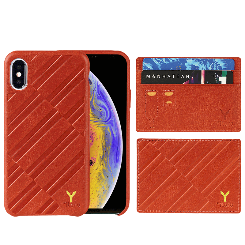 (GIFT SET) ITALY Embossed Leather All Wrapped Case with Credit Card Case iPhone XS