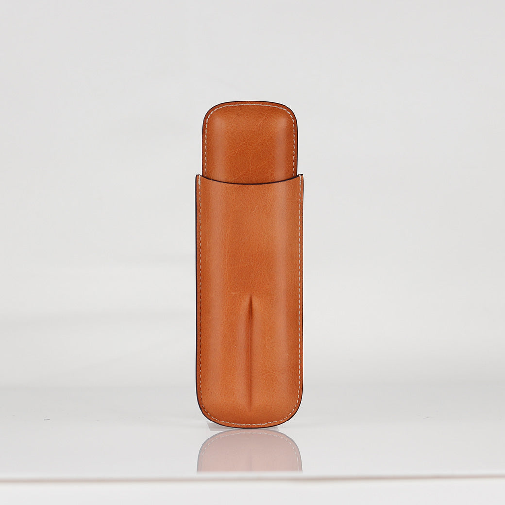 Brown Classy Italian Premium Leather Cigar Case