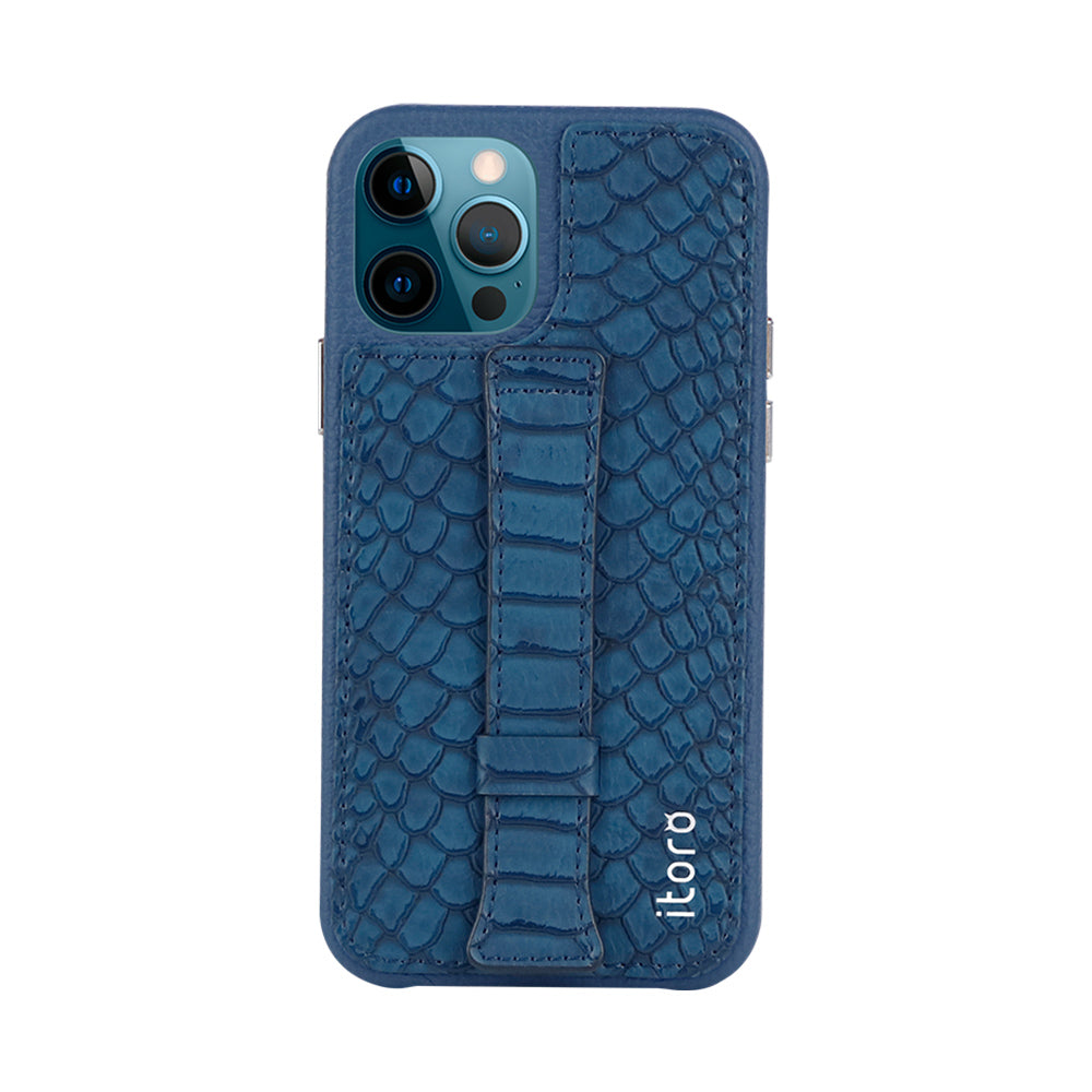 iPhone 12 | 12 Pro Italian Leather Case _ Snake Embossed Leather Bracket