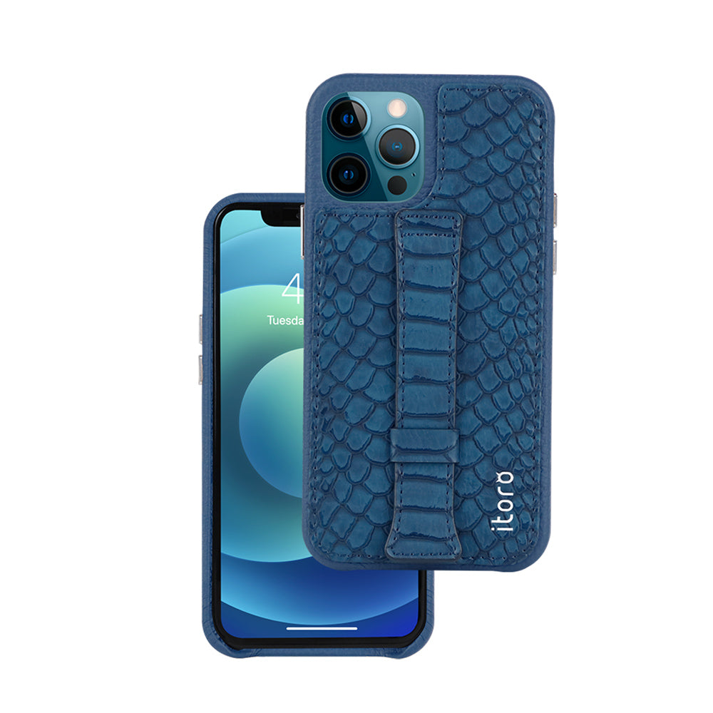 iPhone 12 | 12 Pro Italian Leather Case _ Snake Embossed Leather Bracket