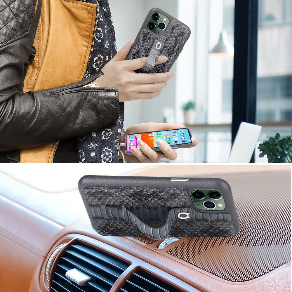 Multicolor "2" Snake embossed leather iPhone 11 Case - Black