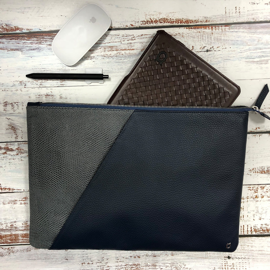 Italian Lizard Embossed Leather MacBook Series Bag with Splicing leather designed