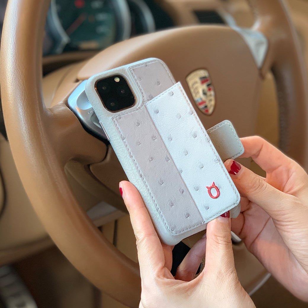 Ostrich Kickstand Leather Phone Case iPhone 11 Pro