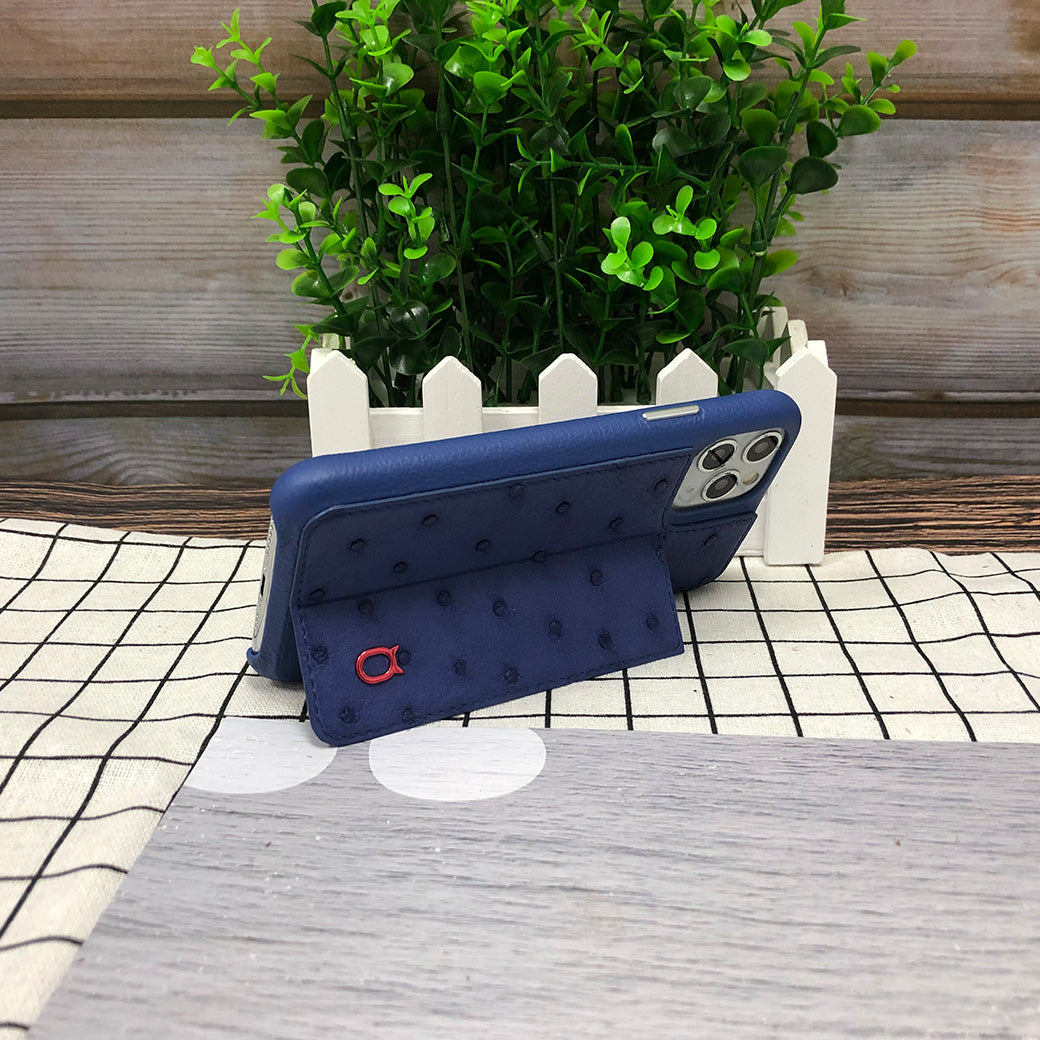 Ostrich Kickstand Leather Phone Case iPhone 11 Pro