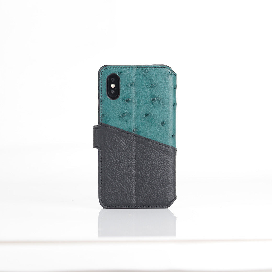 Ostrich Leather Flip Wallet Phone Case iPhone 11 Pro