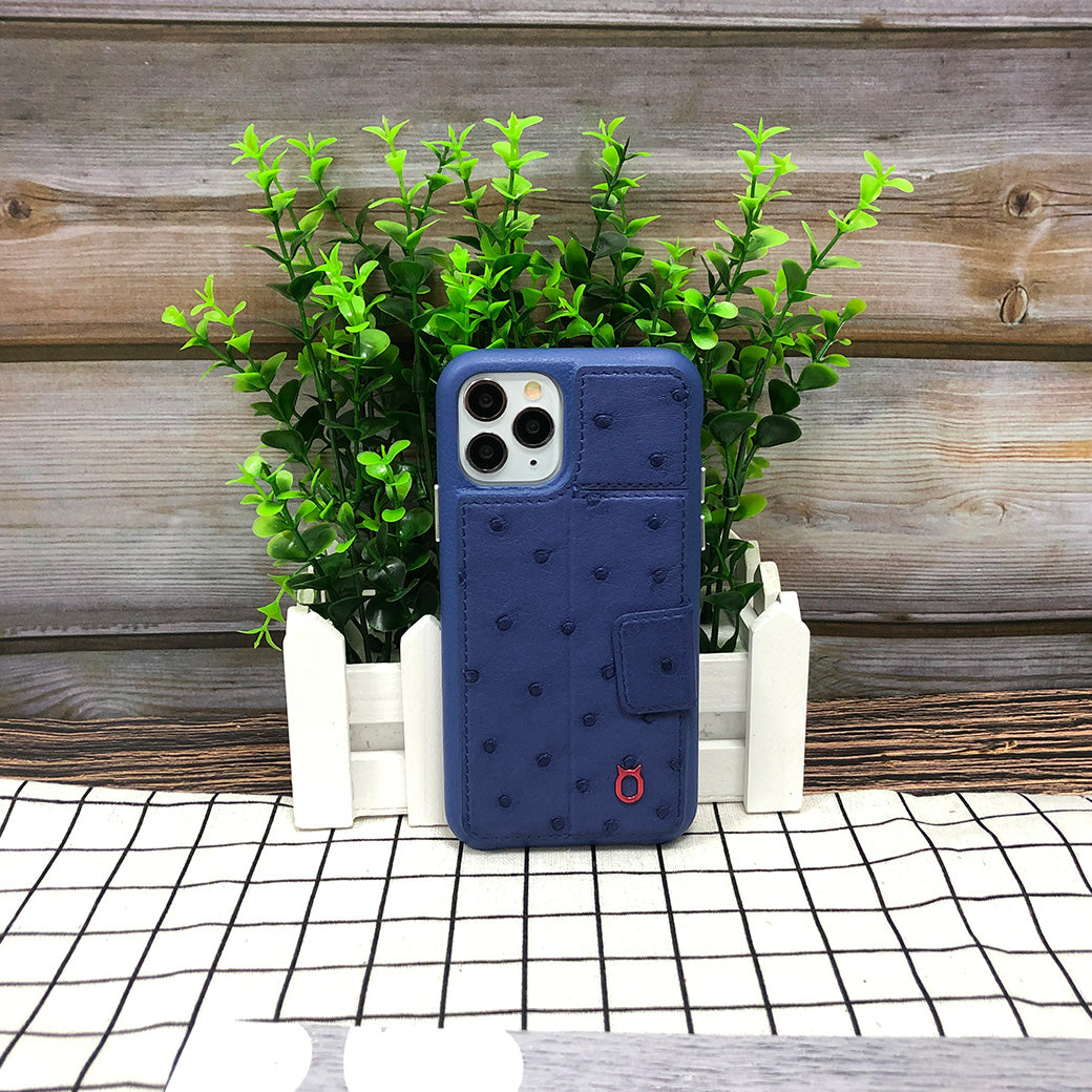 Ostrich Kickstand Leather Phone Case iPhone 11 Pro