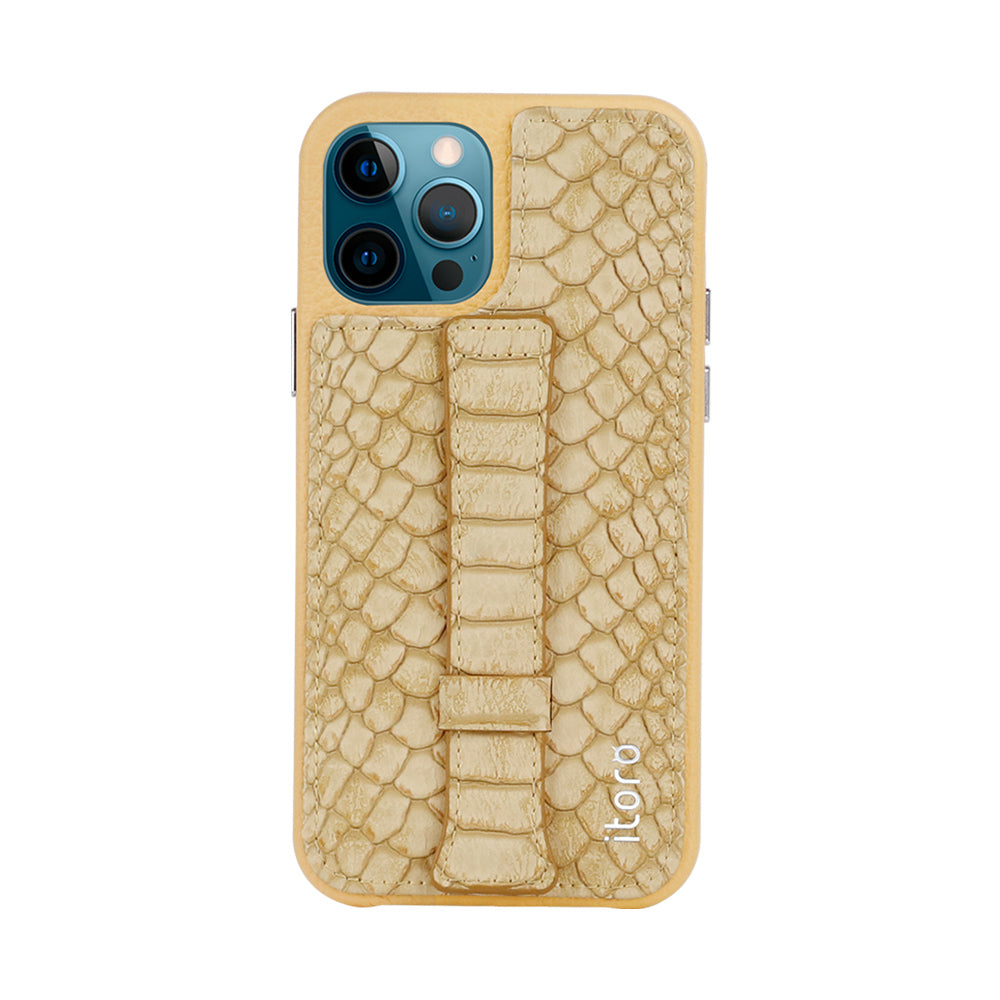 iPhone 12 | 12 Pro Italian Leather Case _ Snake Embossed Leather Bracket