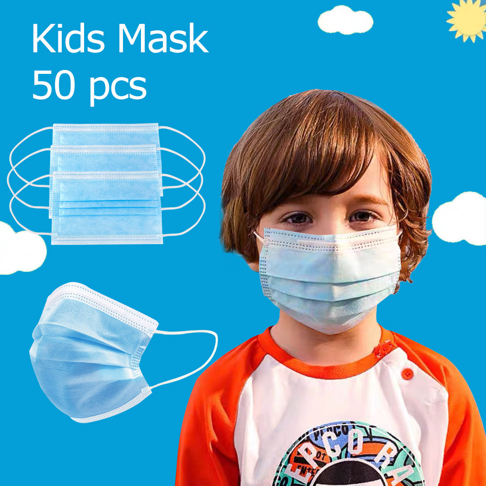Kids Mask, 3-Ply Disposable Efficient Children Face Mask, Medical Mask, Earloop, UltraLight Weight, Polyester Masks for Children Personal Health
