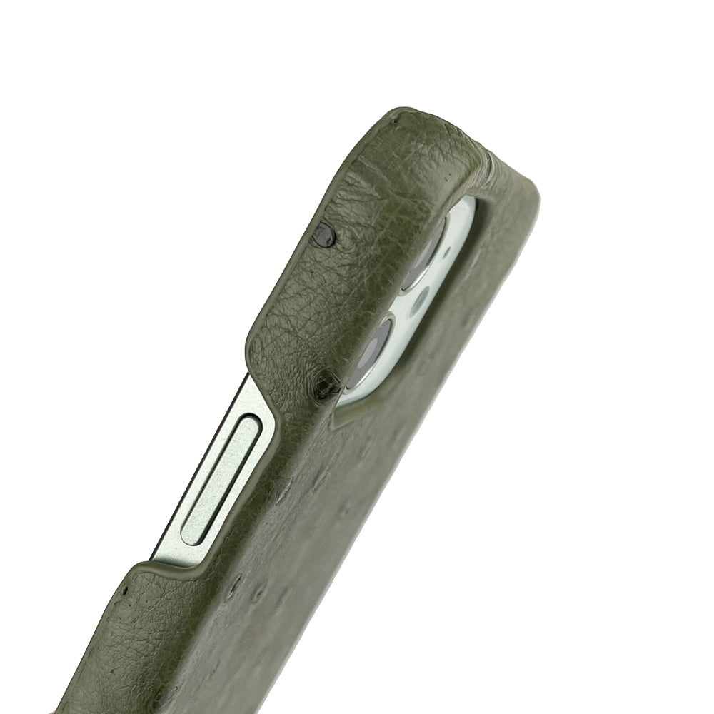 Ostrich Leather iPhone 12 | 12 Pro Case _ Unique - Green