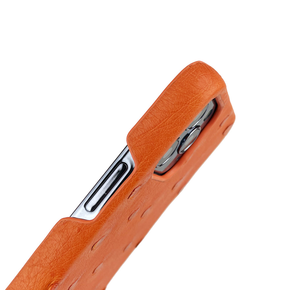 Ostrich Leather iPhone 12 Pro Max Case _ Unique - Orange