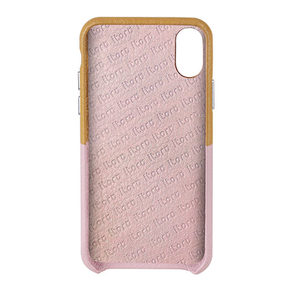 Cover & Go FX _ iPhone XS Max Italian Leather Case - Brown&Pink