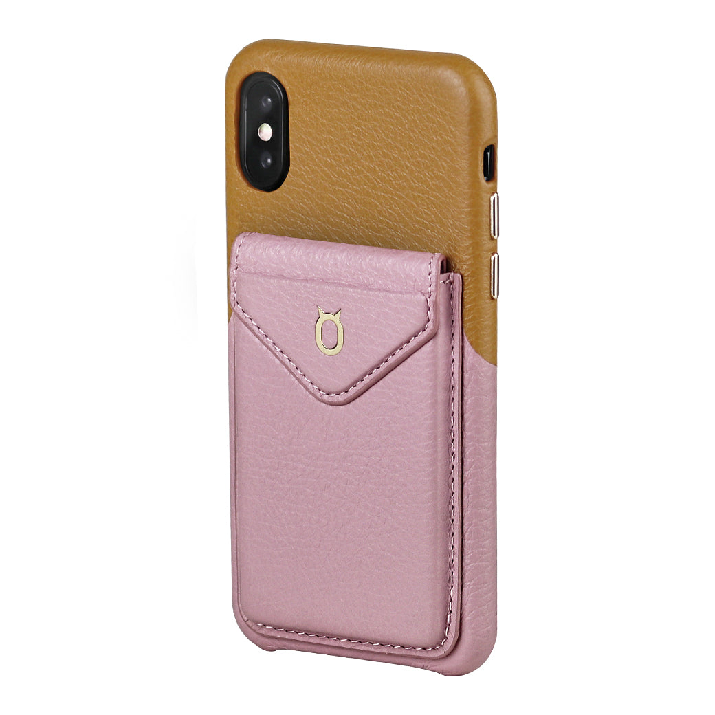 Cover & Go FX _ iPhone XR Italian Leather Case - Brown&Pink