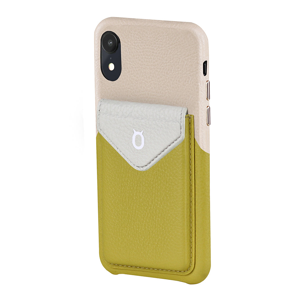 Cover & Go FX _ iPhone XR Italian Leather Case - Beige&Yellow