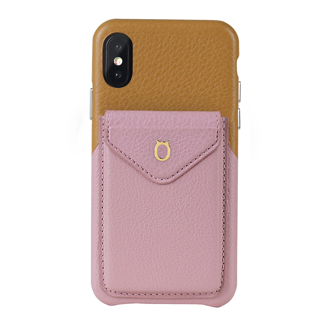 Cover & Go FX _ iPhone XR Italian Leather Case - Brown&Pink