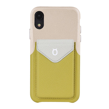 Cover & Go FX _ iPhone XR Italian Leather Case - Beige&Yellow