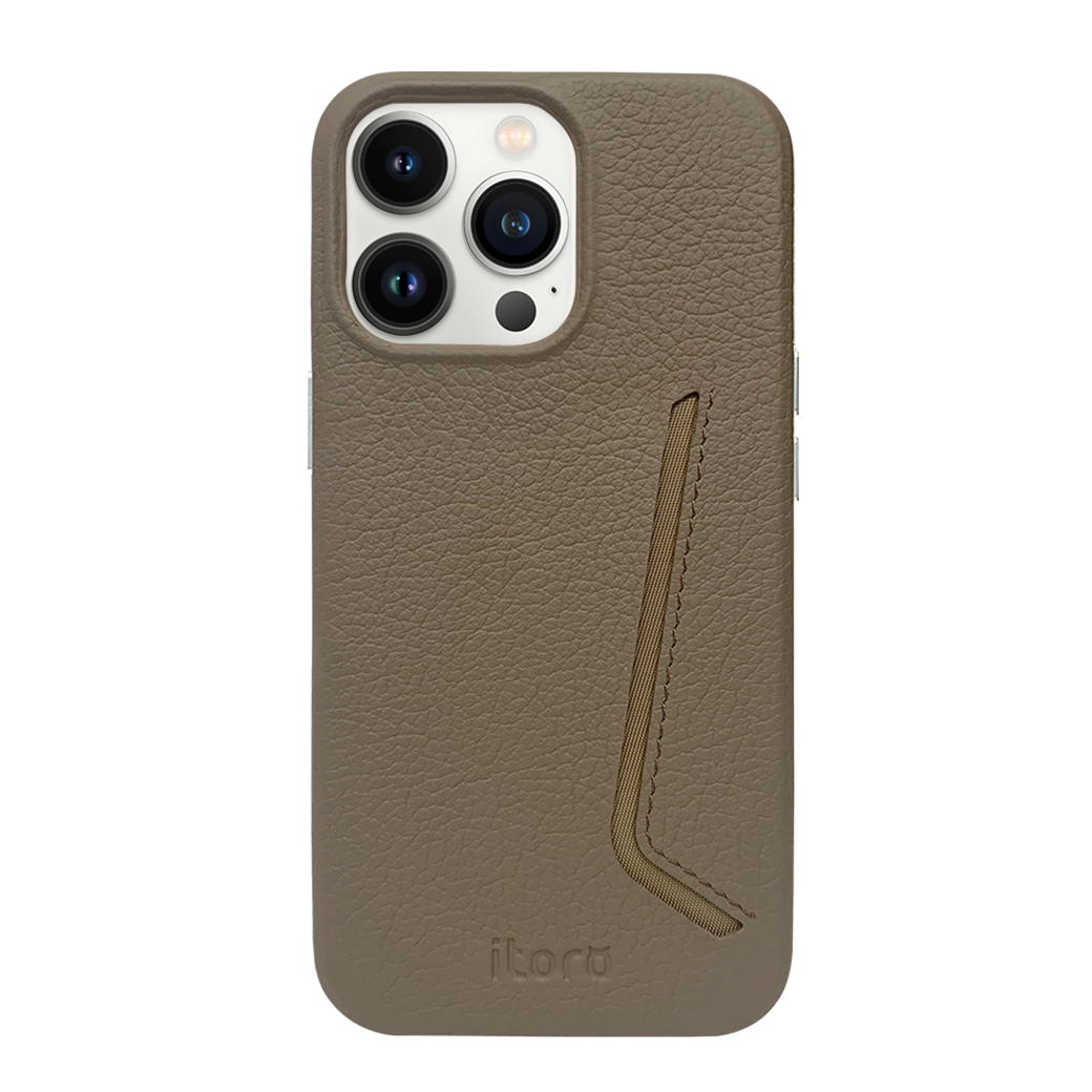 iPhone 13 Pro Max Leather Case with Card Slot - Brown