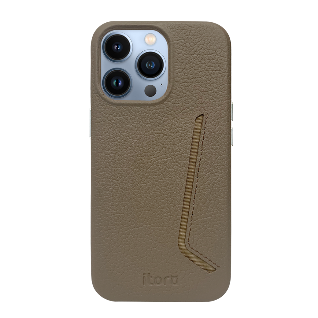 iPhone 13 Pro Max Leather Case with Card Slot - Brown