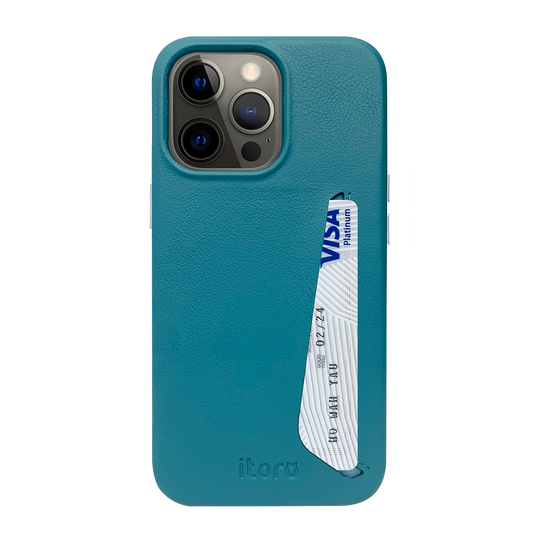 iPhone 13 Pro Max Leather Case with Card Slot - Blue