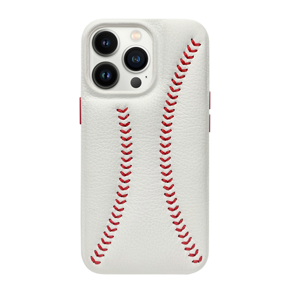 Baseball Designed iPhone 14 Pro Max Leather Case