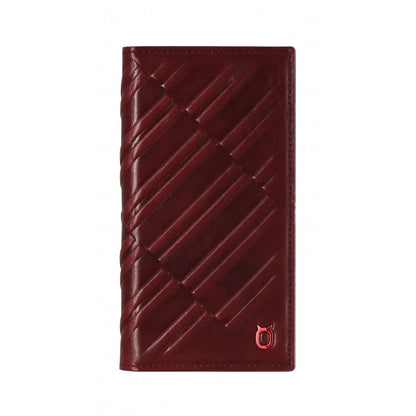 Emboss Leather Folio_iPhone X Italian Leather Case - Merlot Red