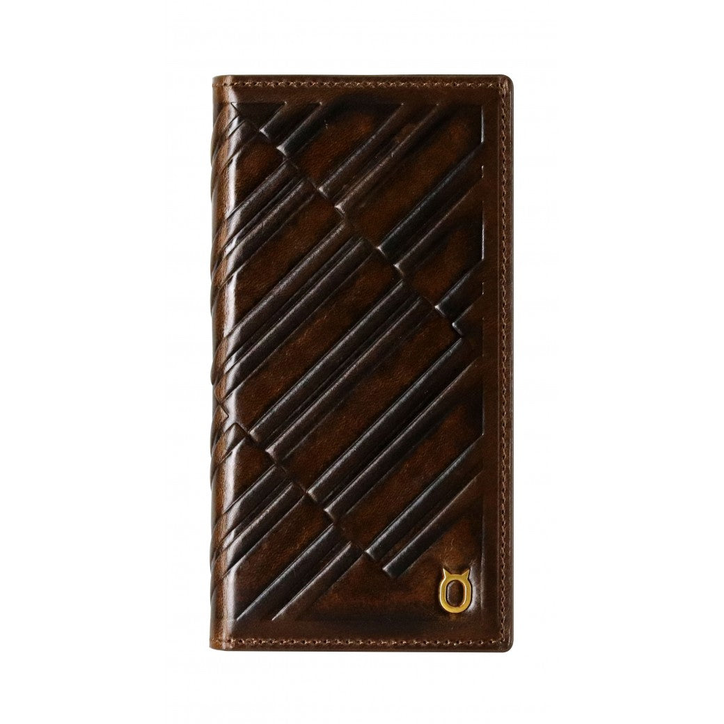 Emboss Leather Folio_iPhone XS Italian Leather Case - Rosewood Brown