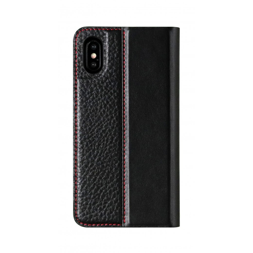 Folio n Go_iPhone XS Italian Leather Case - Leather Black