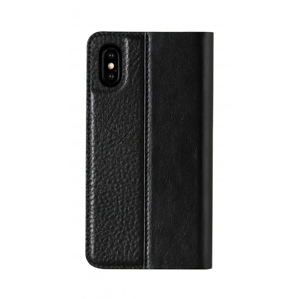 Folio n Go_iPhone XS Italian Leather Case - Black(RED)