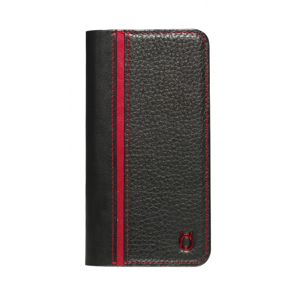 Folio n Go_iPhone 7 / 8 Italian Leather Case - Black(RED)