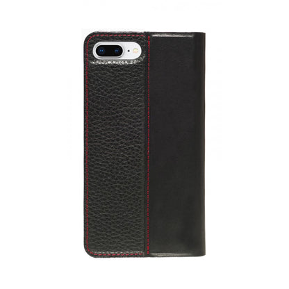 Folio n Go_iPhone 7 / 8 Plus Italian Leather Case - Black(RED)