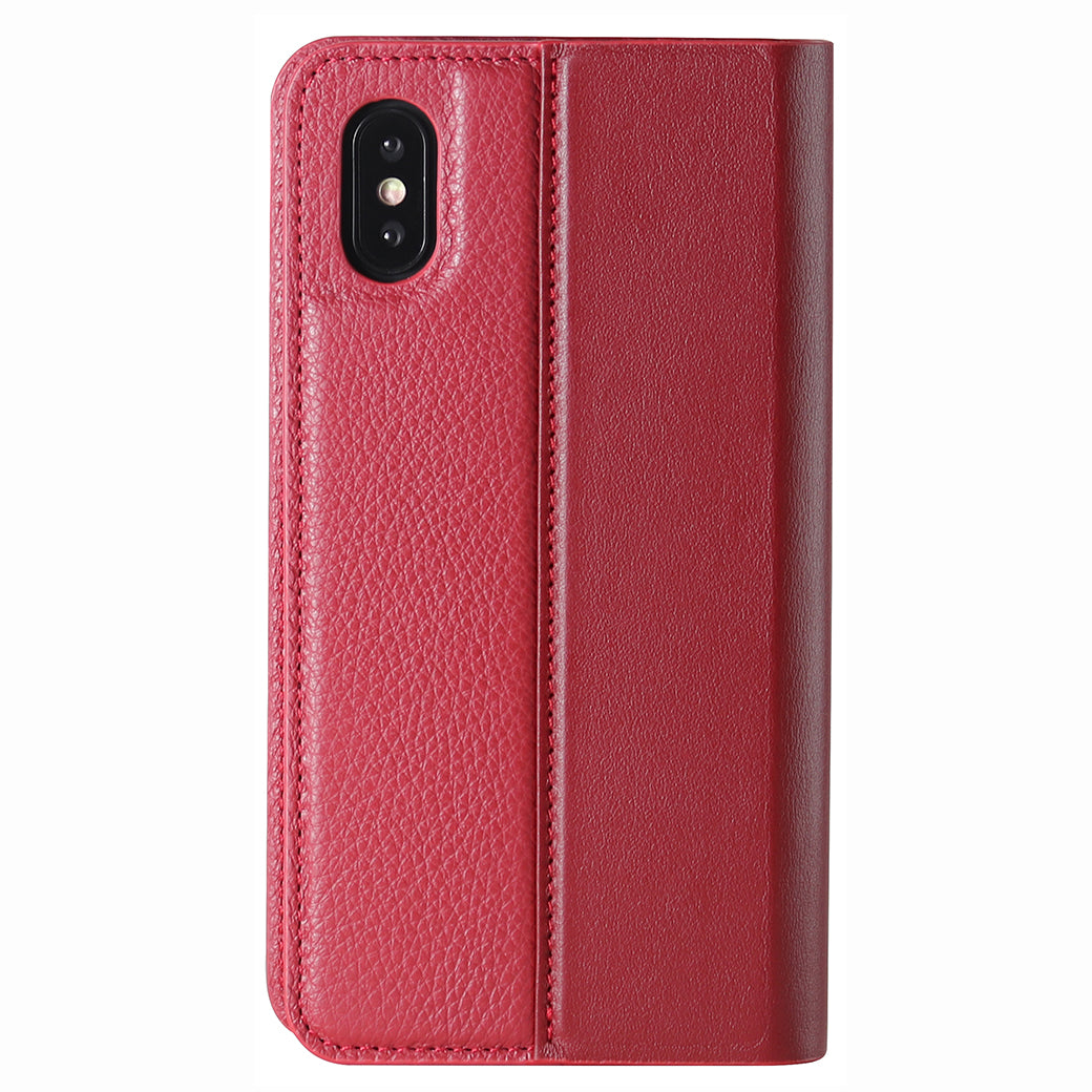 Folio n Go_iPhone XS Italian Leather Case - Burgundy Red