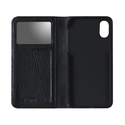 Fur x Leather EX_iPhone X Italian Leather Case - Leather Black