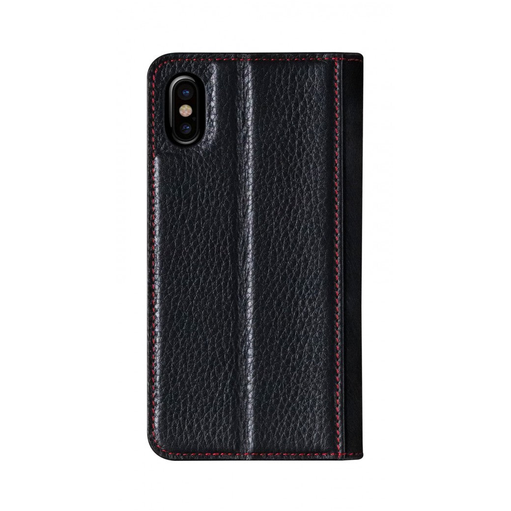 Fur x Leather EX_iPhone X Italian Leather Case - Black(RED)