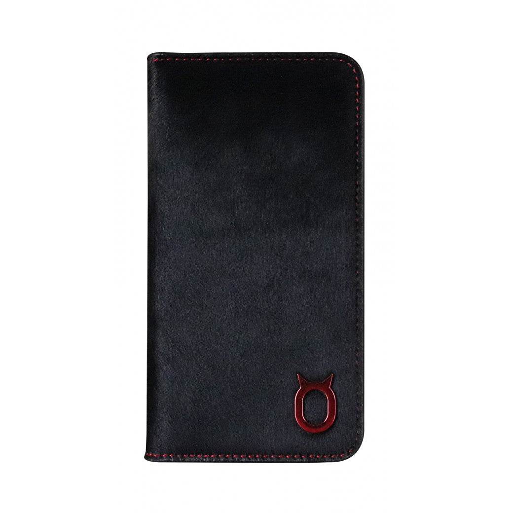 Fur x Leather EX_iPhone X Italian Leather Case - Black(RED)