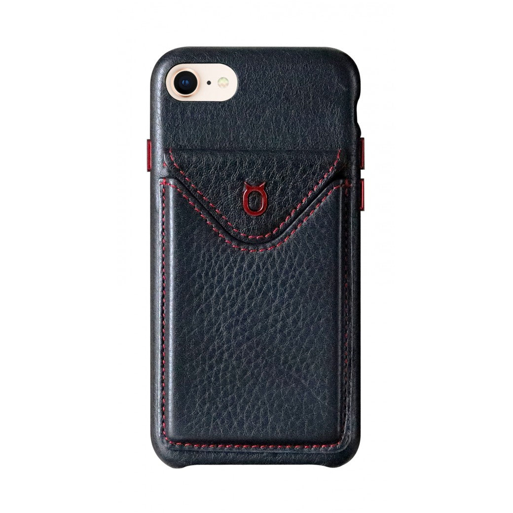 Cover n Go_ iPhone 7 / 8 Italian Leather Case - Black(RED)
