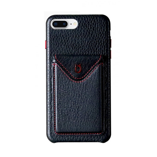 Cover n Go_iPhone 7 / 8 Plus Italian Leather Case - Black(RED)
